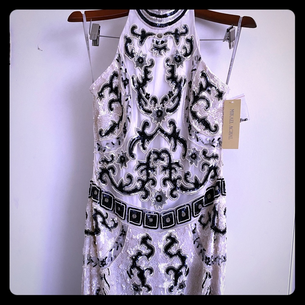 Mikhael Aghal - short dress - white Blue - size 8